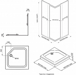 Triton Душевой уголок Вента-Блэк 100x100 с поддоном – фотография-2